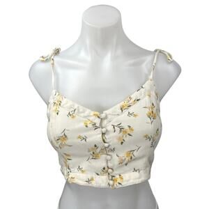 American Eagle Outfitters White Floral Sleeveless Cami Camisole Crop Tank Top M